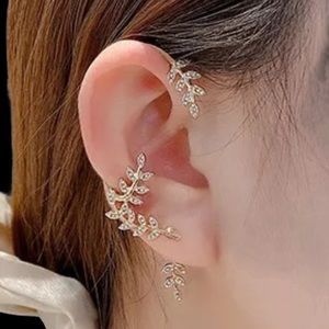 Leafy Rhinestone Ear cuff
